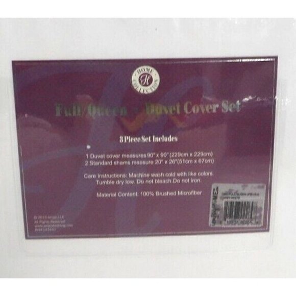 BECKY CAMERON Home Collection 1800 FULL / QUEEN White Duvet Cover & 2 Shams NEW - Picture 2 of 3